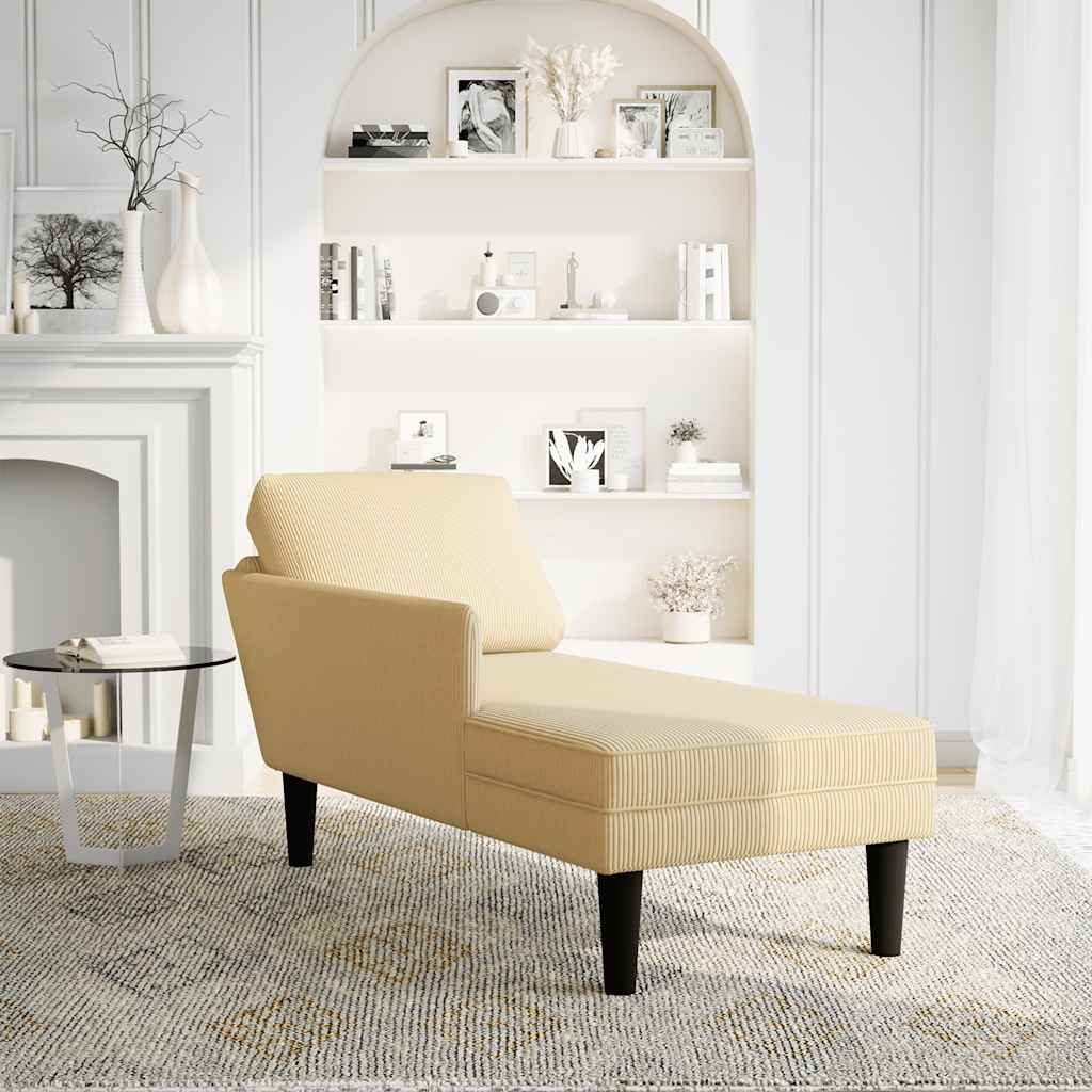 Chaise longue met kussen corduroy stof lichtgroen grijs is nu te koop bij PeponiXL, paradijselijk wonen!