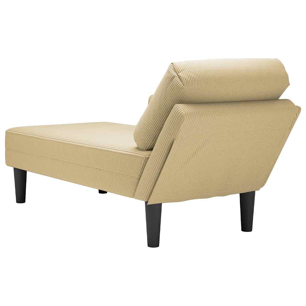 Chaise longue met kussen corduroy stof lichtgroen grijs is nu te koop bij PeponiXL, paradijselijk wonen!