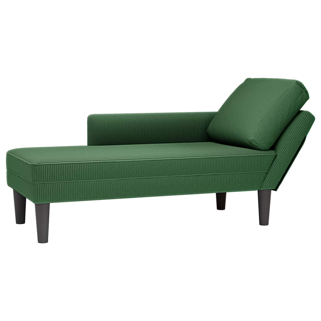 Chaise longue met kussen corduroy stof donkergroen is nu te koop bij PeponiXL, paradijselijk wonen!