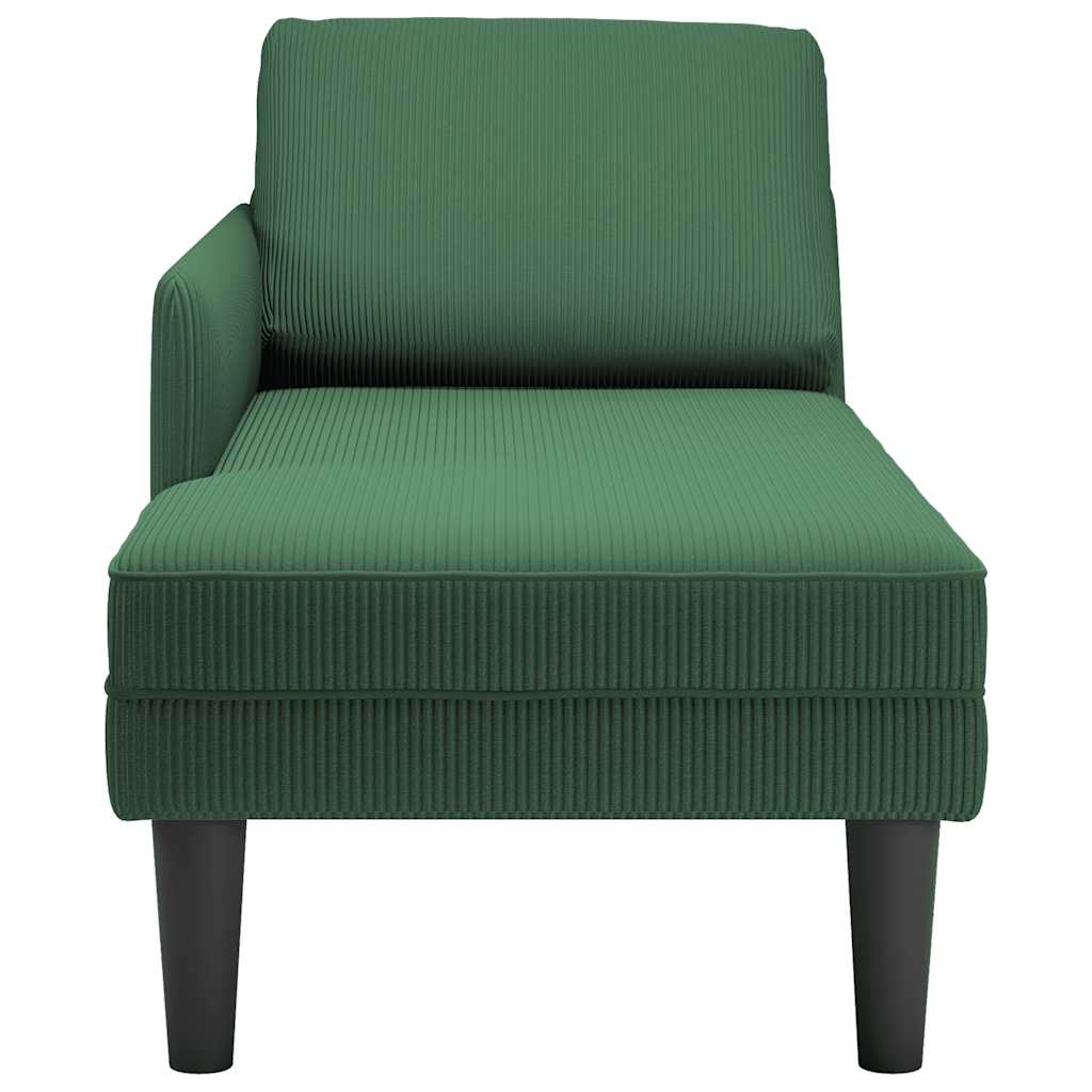 Chaise longue met kussen corduroy stof donkergroen is nu te koop bij PeponiXL, paradijselijk wonen!