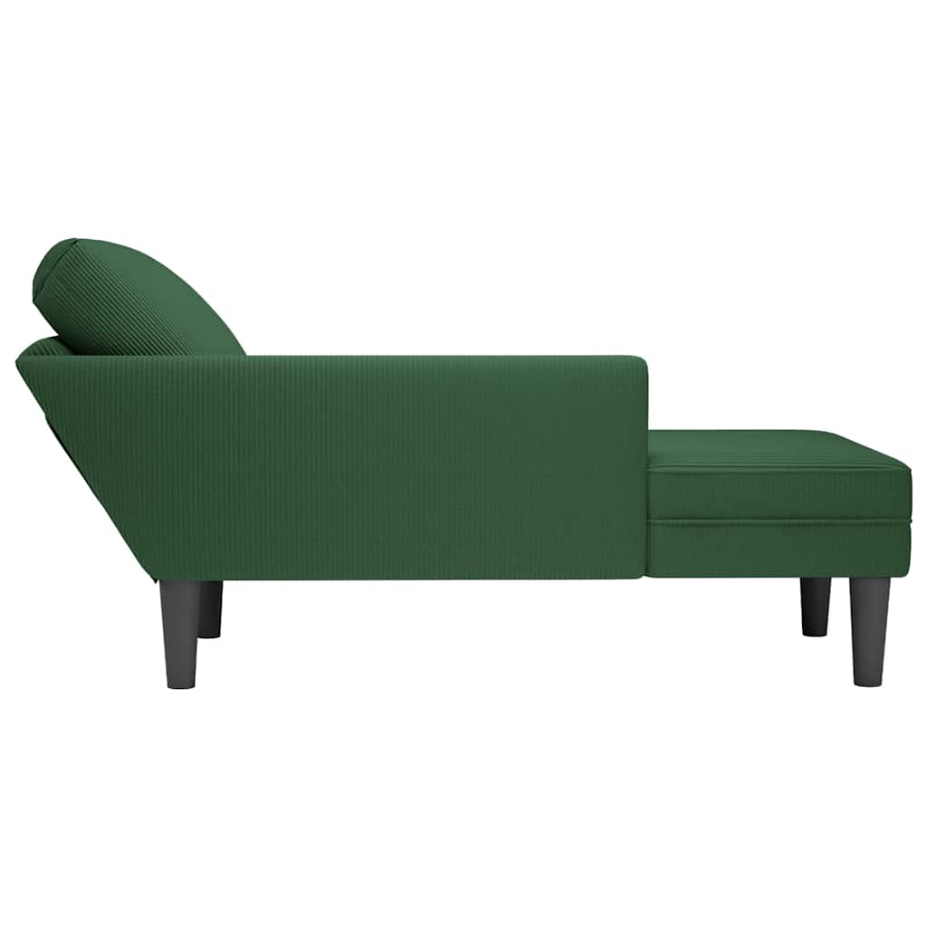 Chaise longue met kussen corduroy stof donkergroen is nu te koop bij PeponiXL, paradijselijk wonen!