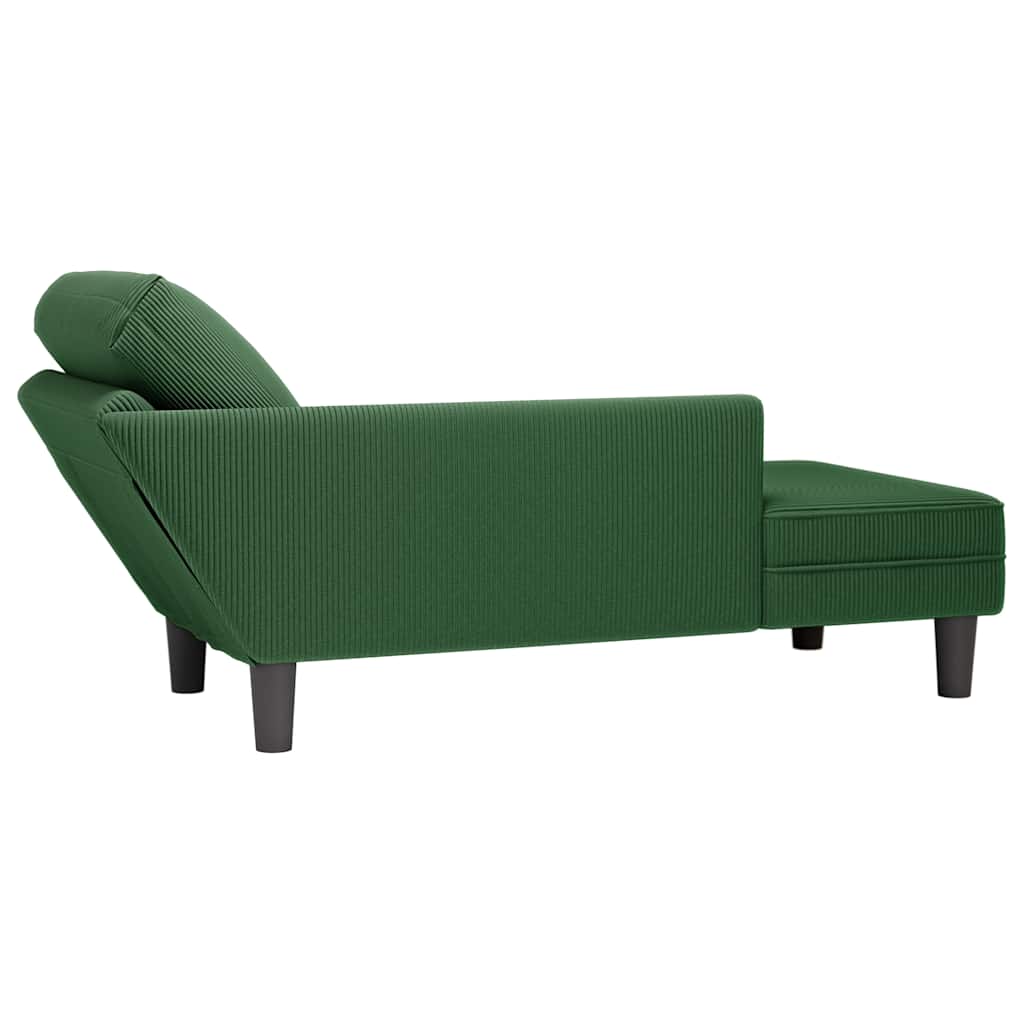 Chaise longue met kussen corduroy stof donkergroen is nu te koop bij PeponiXL, paradijselijk wonen!