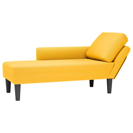 Chaise longue met kussen corduroy stof lichtgeel is nu te koop bij PeponiXL, paradijselijk wonen!