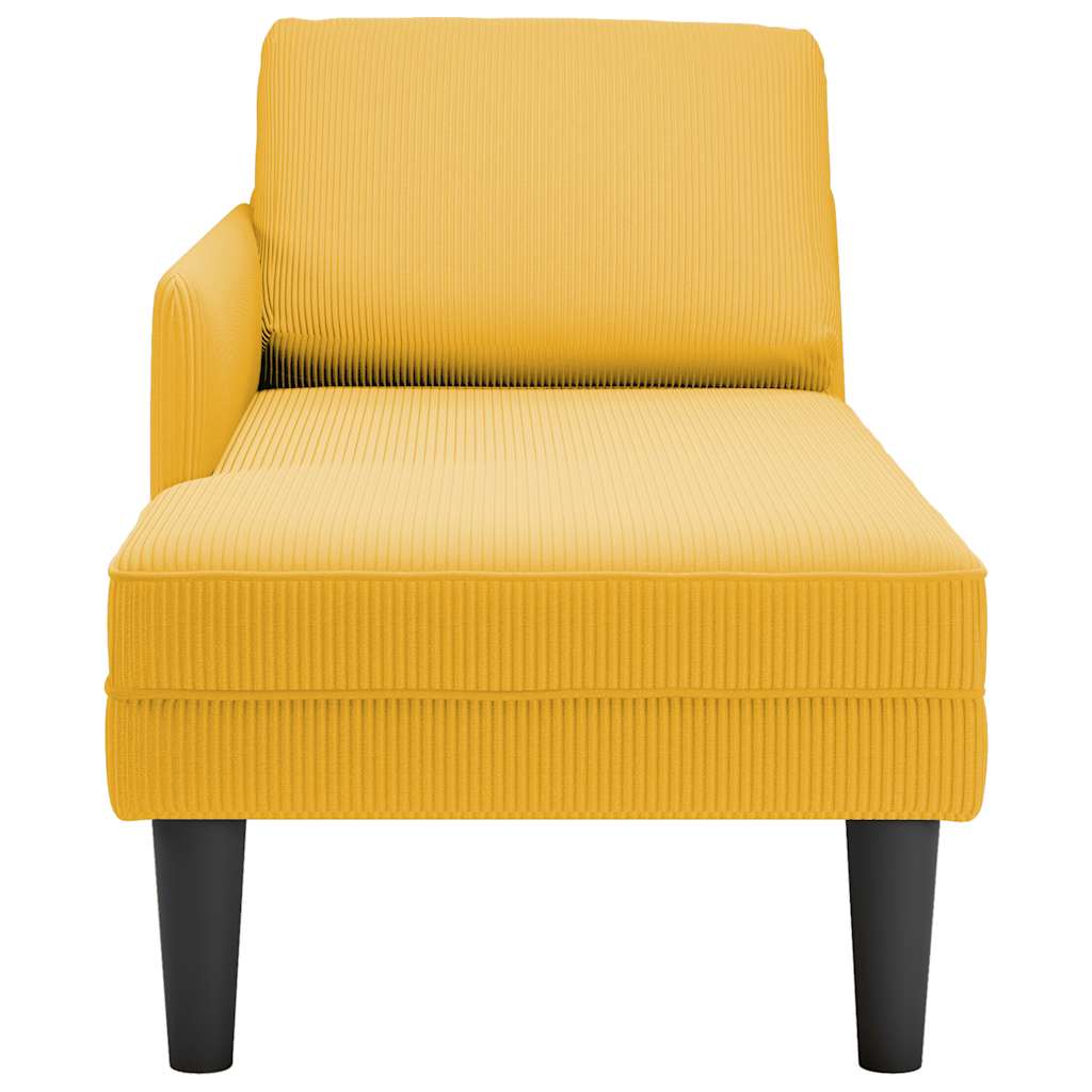 Chaise longue met kussen corduroy stof lichtgeel is nu te koop bij PeponiXL, paradijselijk wonen!
