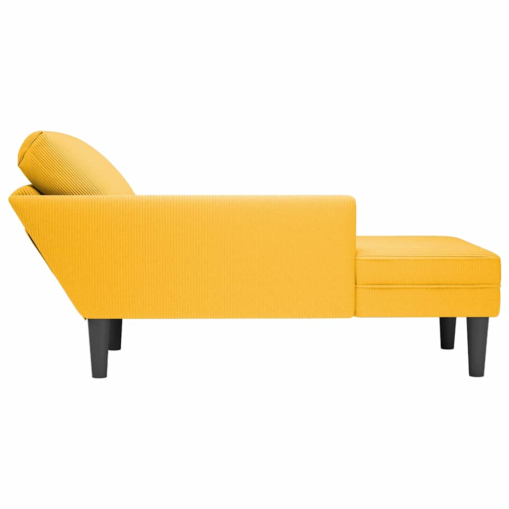 Chaise longue met kussen corduroy stof lichtgeel is nu te koop bij PeponiXL, paradijselijk wonen!