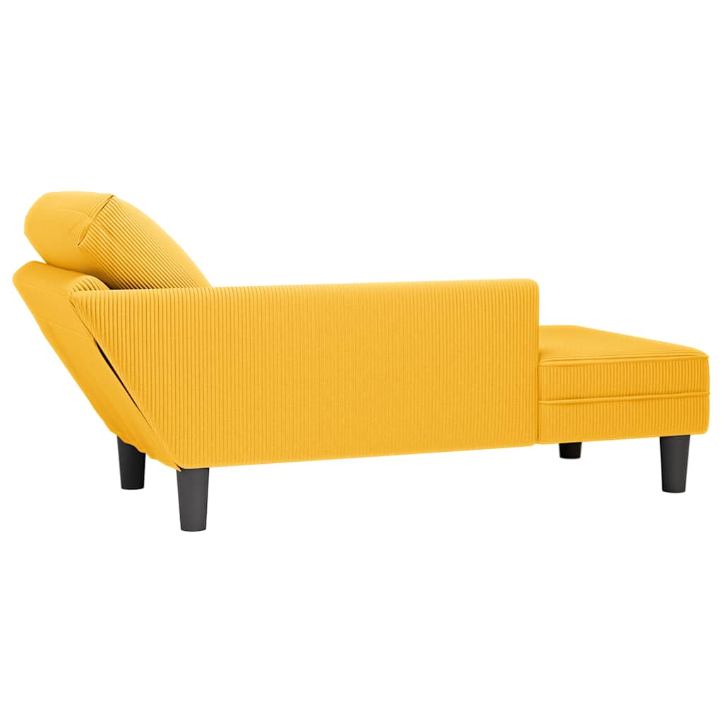 Chaise longue met kussen corduroy stof lichtgeel is nu te koop bij PeponiXL, paradijselijk wonen!