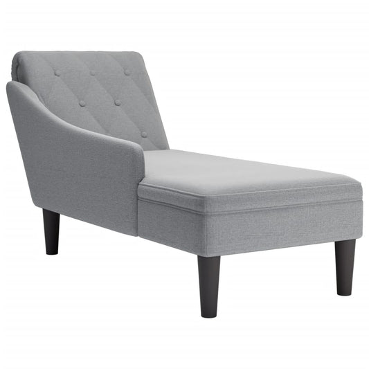 Chaise longue met kussen en rechterarmleuning stof lichtgrijs is nu te koop bij PeponiXL, paradijselijk wonen!