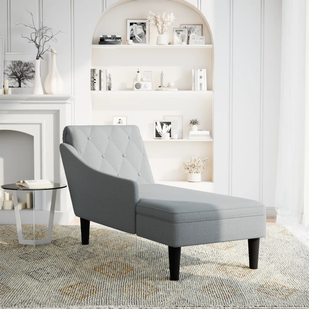 Chaise longue met kussen en rechterarmleuning stof lichtgrijs is nu te koop bij PeponiXL, paradijselijk wonen!