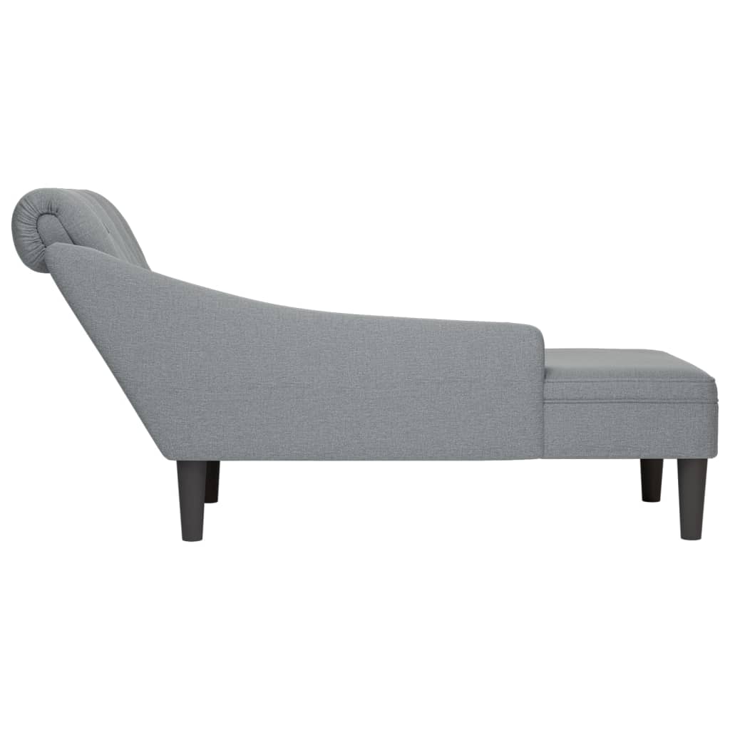 Chaise longue met kussen en rechterarmleuning stof lichtgrijs is nu te koop bij PeponiXL, paradijselijk wonen!