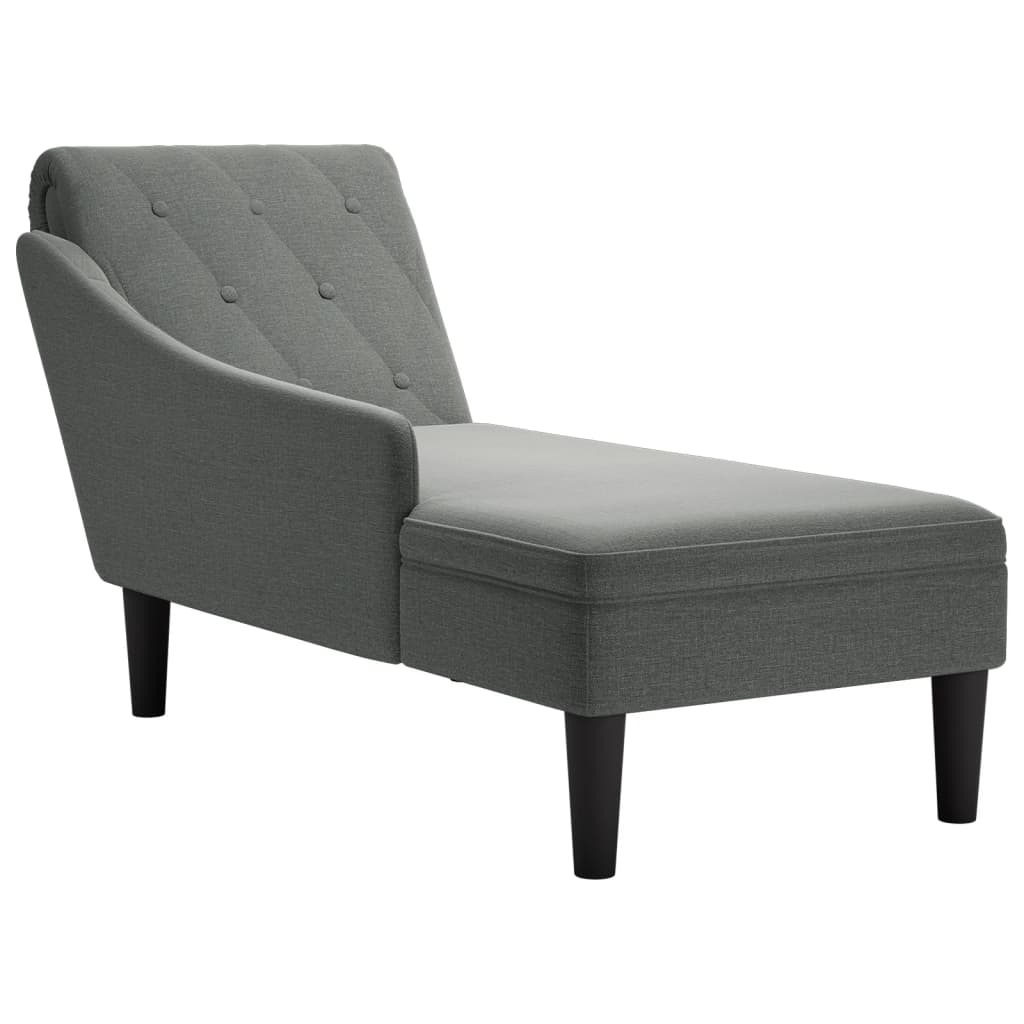 Chaise longue met kussen en rechterarmleuning stof donkergrijs is nu te koop bij PeponiXL, paradijselijk wonen!