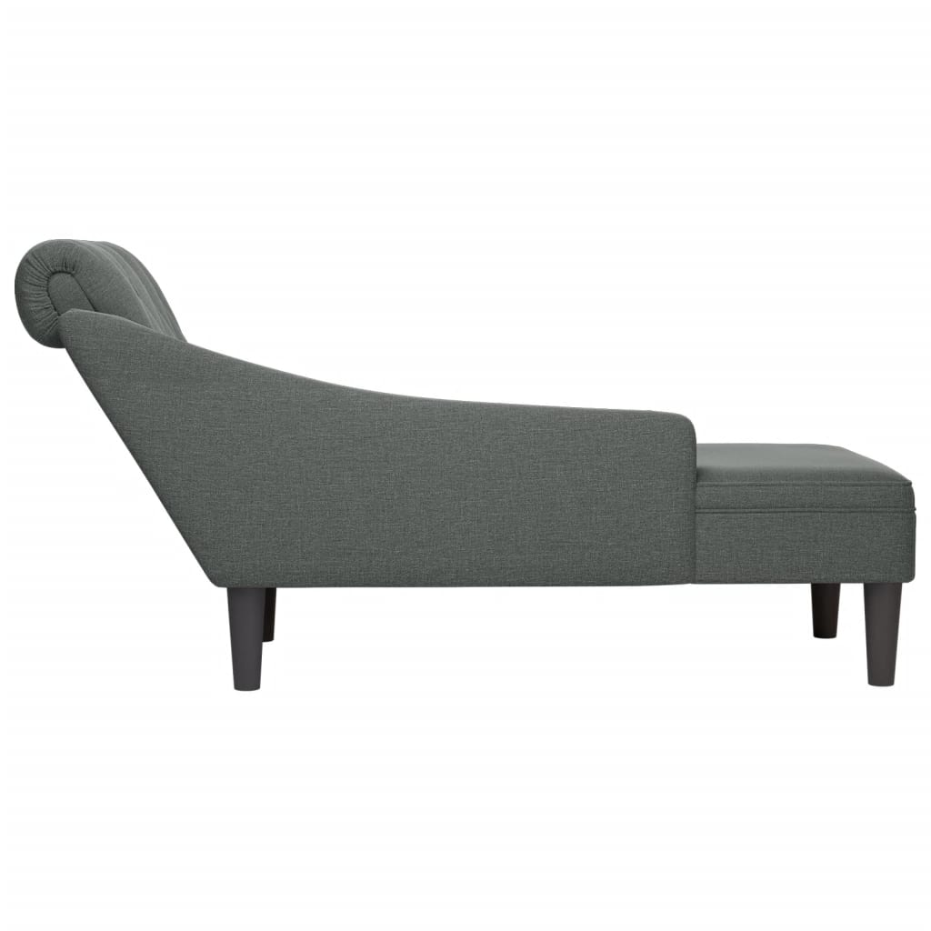 Chaise longue met kussen en rechterarmleuning stof donkergrijs is nu te koop bij PeponiXL, paradijselijk wonen!