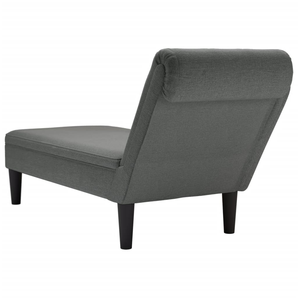 Chaise longue met kussen en rechterarmleuning stof donkergrijs is nu te koop bij PeponiXL, paradijselijk wonen!