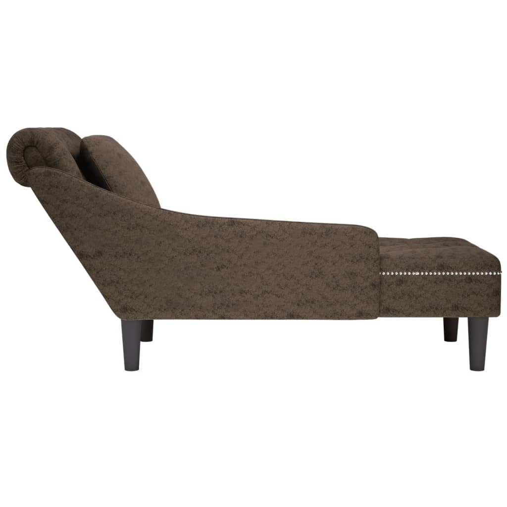 Chaise longue kussen en rechterarmleuning kunstleer donkergrijs is nu te koop bij PeponiXL, paradijselijk wonen!