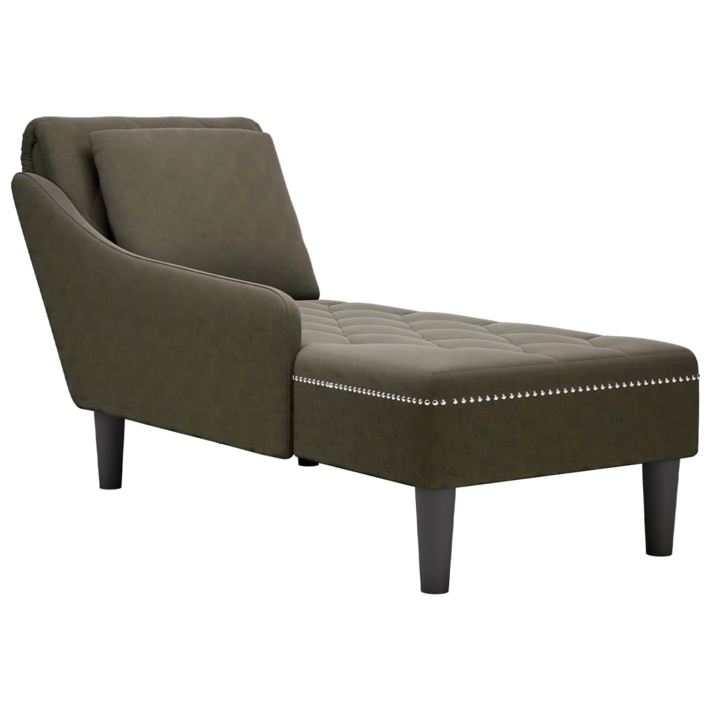 Chaise longue met kussen&rechterarmleuning kunstleer legergroen is nu te koop bij PeponiXL, paradijselijk wonen!