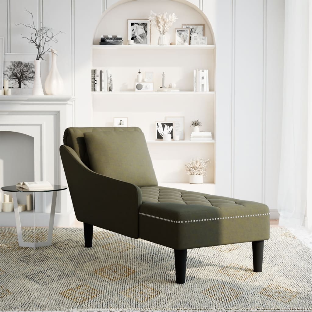 Chaise longue met kussen&rechterarmleuning kunstleer legergroen is nu te koop bij PeponiXL, paradijselijk wonen!