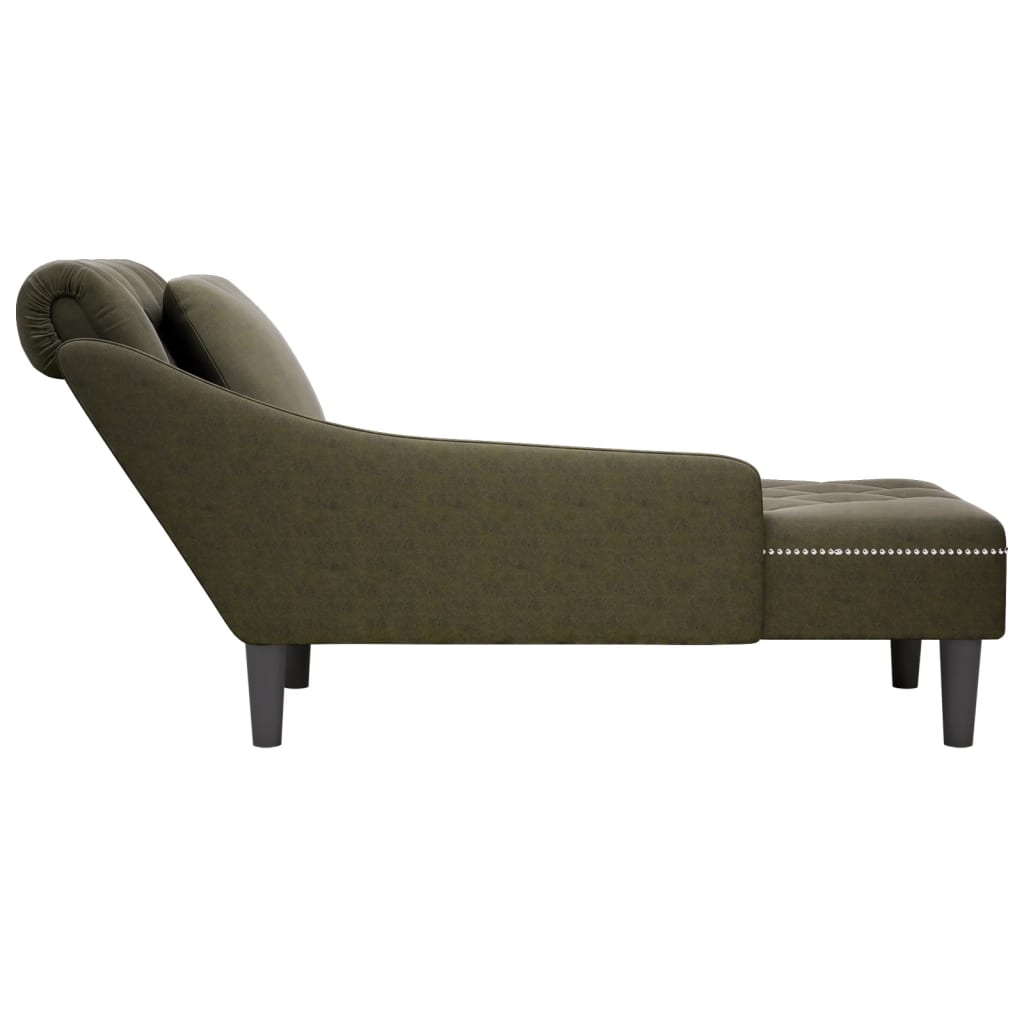 Chaise longue met kussen&rechterarmleuning kunstleer legergroen is nu te koop bij PeponiXL, paradijselijk wonen!