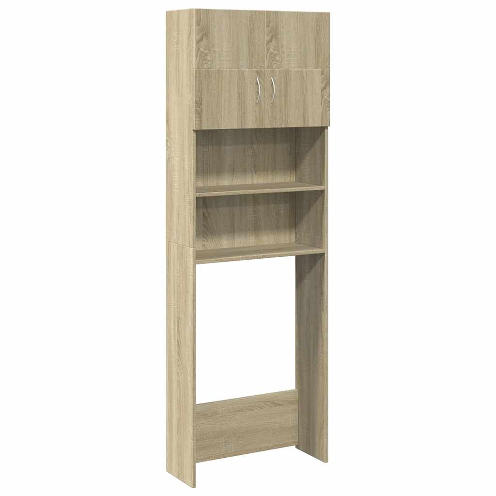 Wasmachinekast 64x25,5x190 cm bewerkt hout sonoma eikenkleurig is nu te koop bij PeponiXL, paradijselijk wonen!