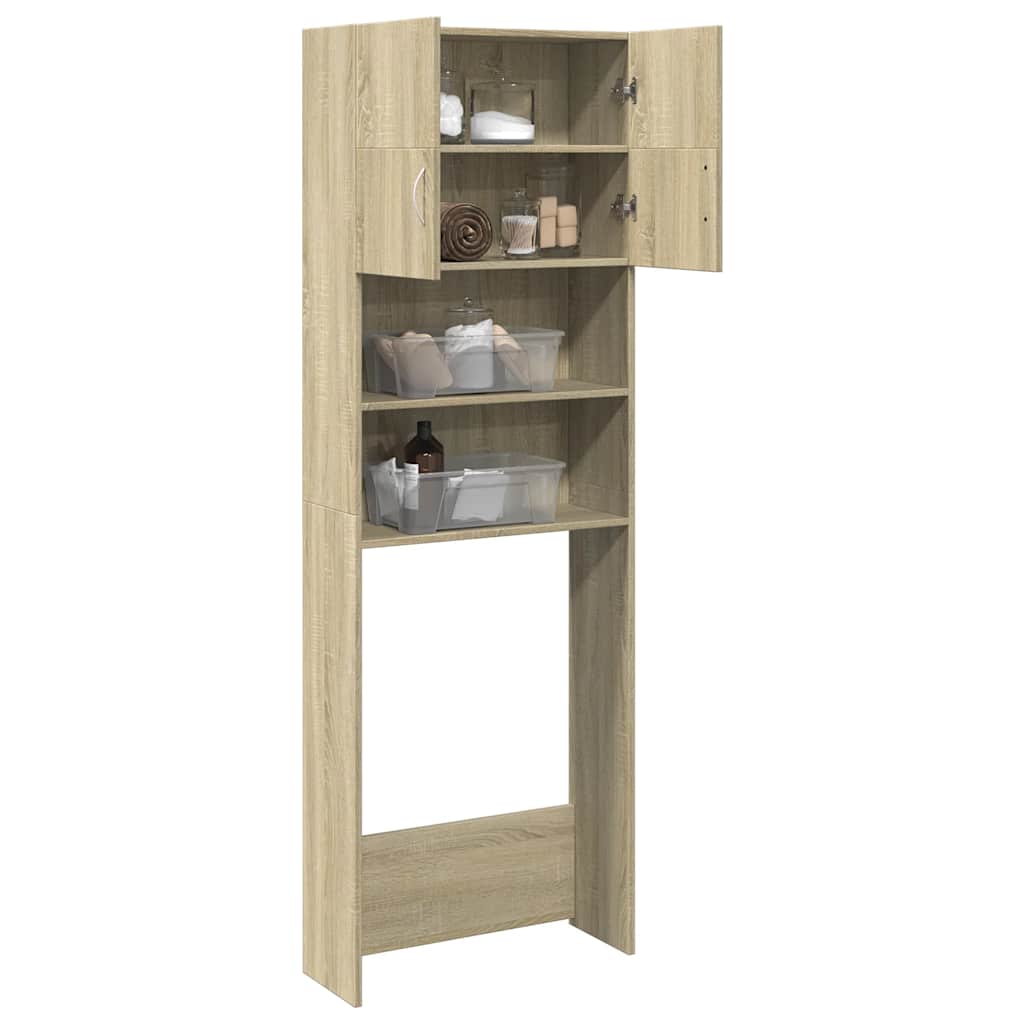 Wasmachinekast 64x25,5x190 cm bewerkt hout sonoma eikenkleurig is nu te koop bij PeponiXL, paradijselijk wonen!