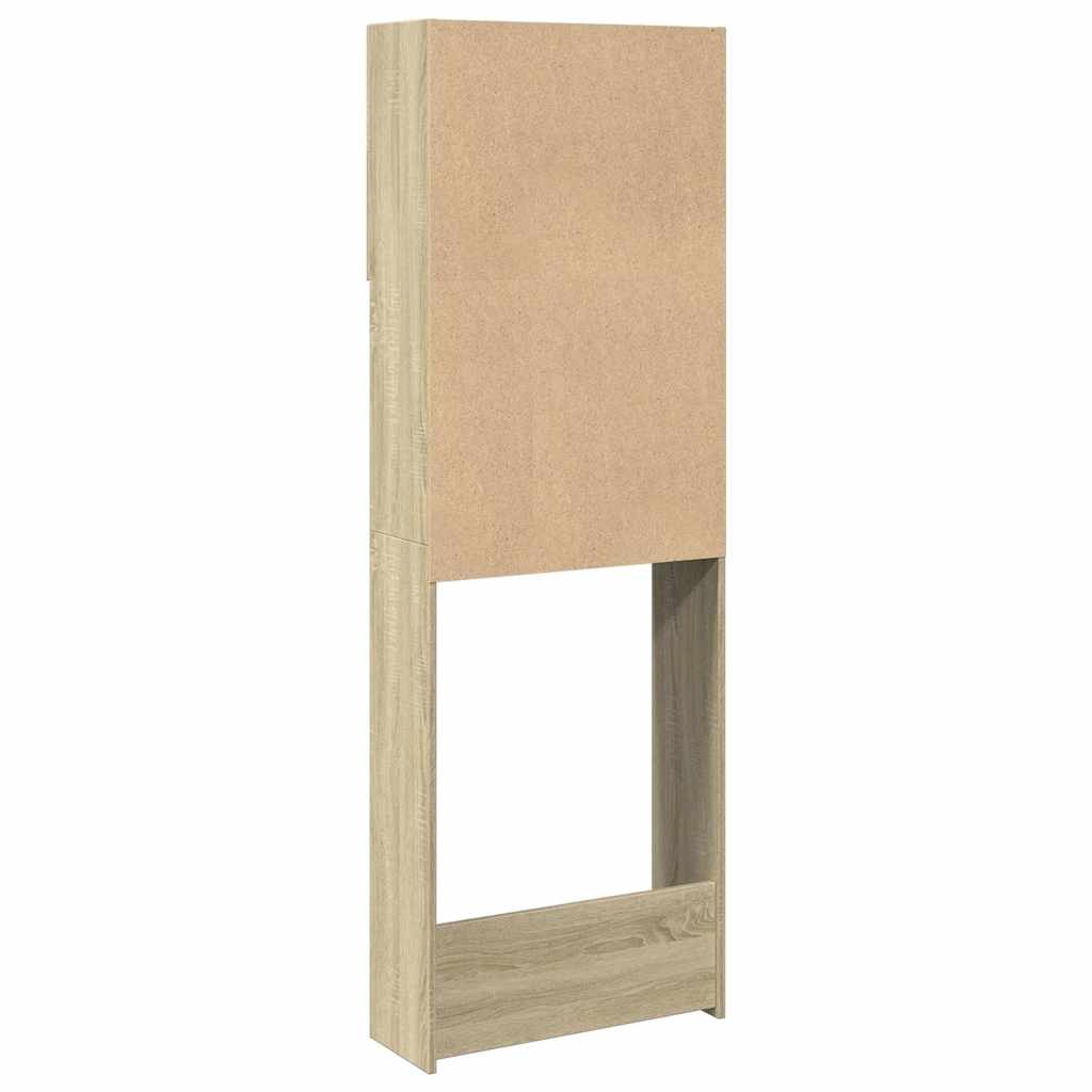Wasmachinekast 64x25,5x190 cm bewerkt hout sonoma eikenkleurig is nu te koop bij PeponiXL, paradijselijk wonen!