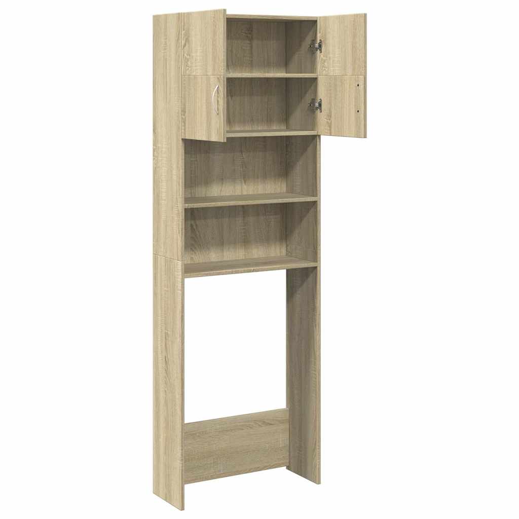 Wasmachinekast 64x25,5x190 cm bewerkt hout sonoma eikenkleurig is nu te koop bij PeponiXL, paradijselijk wonen!