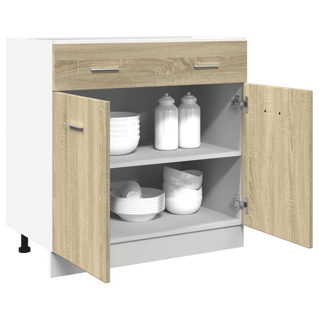 Onderkast met lade Lyon 80x46x81,5 cm bewerkt hout sonoma eikenkleurig is nu te koop bij PeponiXL, paradijselijk wonen!