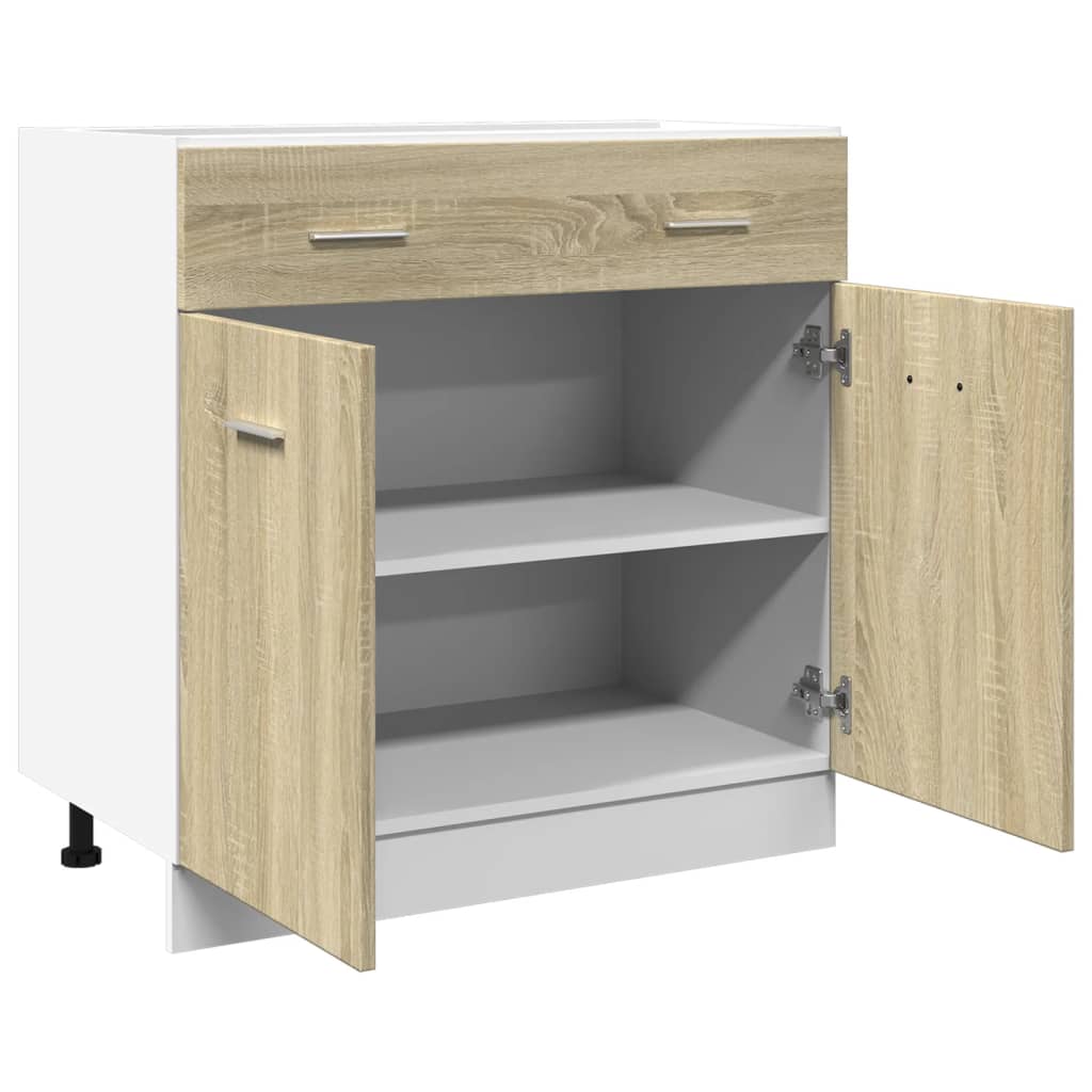 Onderkast met lade Lyon 80x46x81,5 cm bewerkt hout sonoma eikenkleurig is nu te koop bij PeponiXL, paradijselijk wonen!