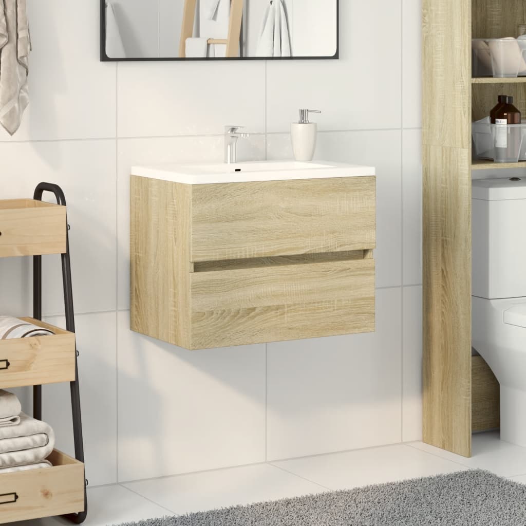 Wastafelkast 60x38,5x45 cm spaanplaat sonoma eikenkleurig is nu te koop bij PeponiXL, paradijselijk wonen!