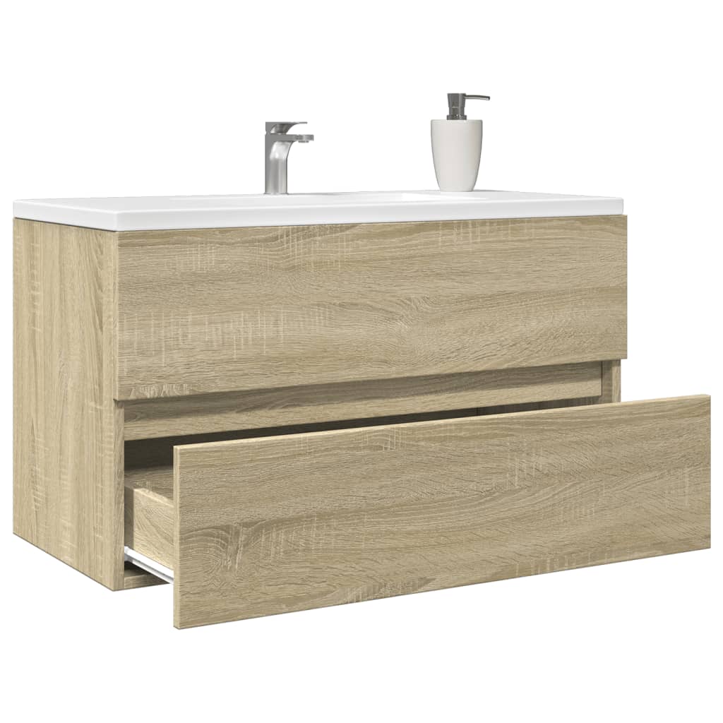 Wastafelkast 80x38,5x45 cm spaanplaat sonoma eikenkleurig is nu te koop bij PeponiXL, paradijselijk wonen!