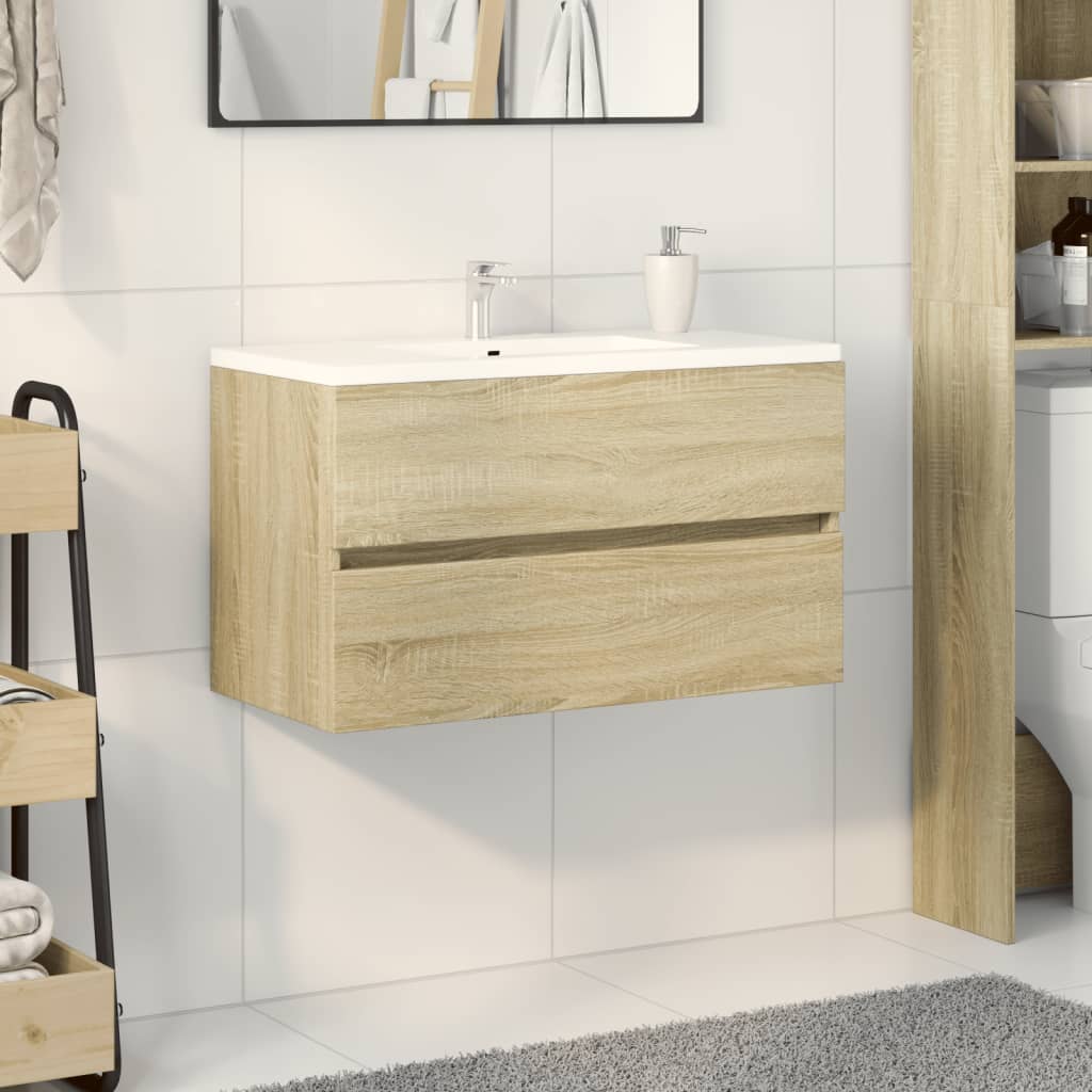 Wastafelkast 80x38,5x45 cm spaanplaat sonoma eikenkleurig is nu te koop bij PeponiXL, paradijselijk wonen!