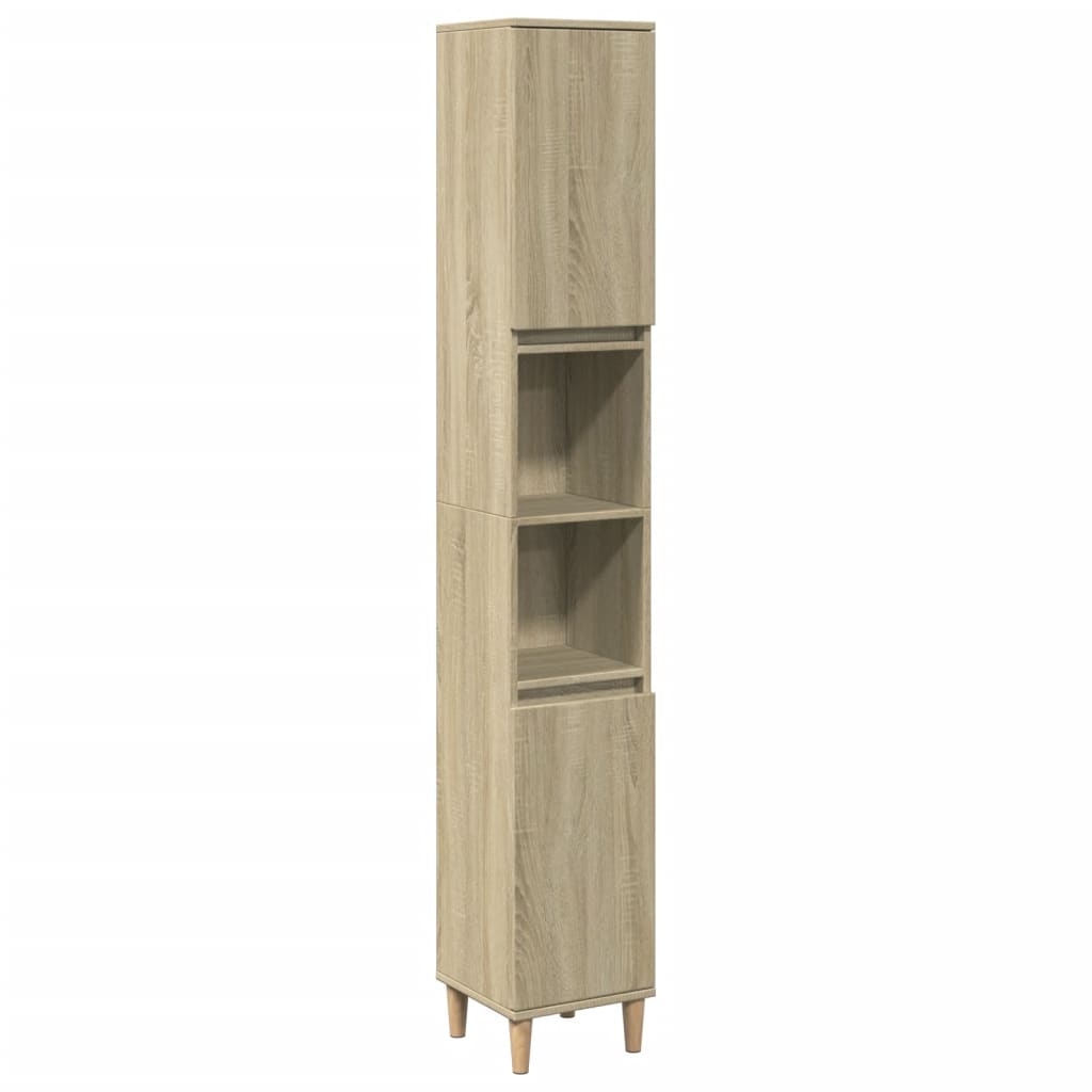 Badkamerkast 30x30x190 cm bewerkt hout sonoma eikenkleurig is nu te koop bij PeponiXL, paradijselijk wonen!