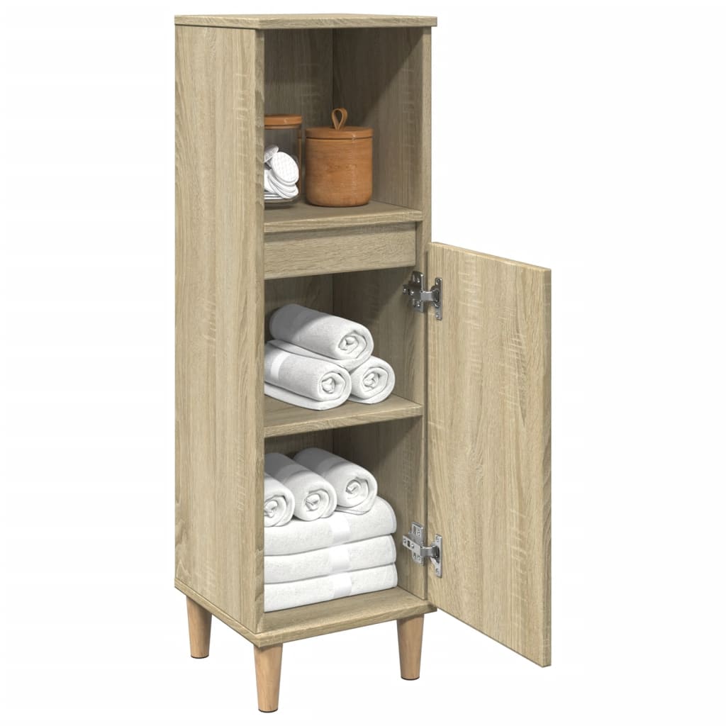Badkamerkast 30x30x100 cm bewerkt hout sonoma eikenkleurig is nu te koop bij PeponiXL, paradijselijk wonen!