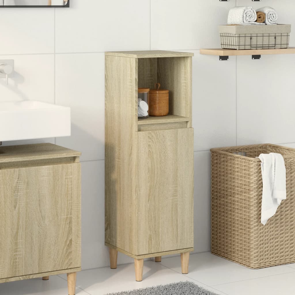 Badkamerkast 30x30x100 cm bewerkt hout sonoma eikenkleurig is nu te koop bij PeponiXL, paradijselijk wonen!