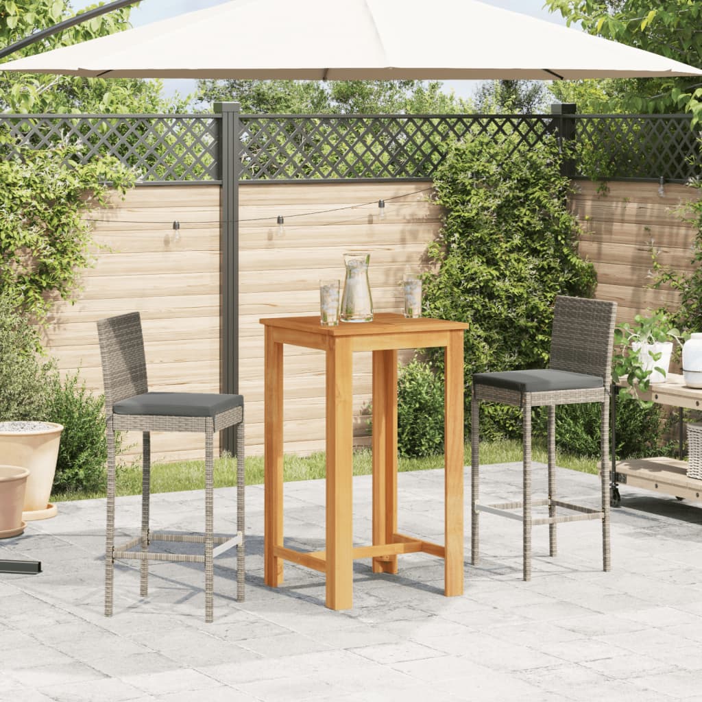 3-delige Tuinbarset massief acaciahout en poly rattan grijs is nu te koop bij PeponiXL, paradijselijk wonen!