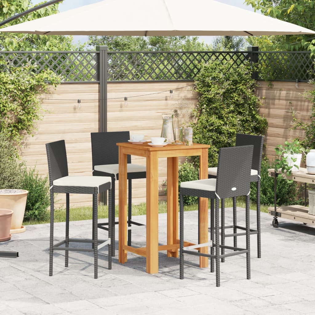 5-delige Tuinbarset massief acaciahout en poly rattan zwart is nu te koop bij PeponiXL, paradijselijk wonen!