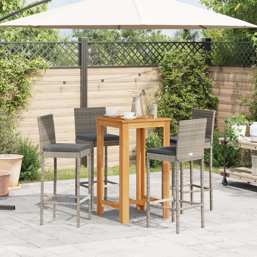 5-delige Tuinbarset massief acaciahout en poly rattan grijs is nu te koop bij PeponiXL, paradijselijk wonen!
