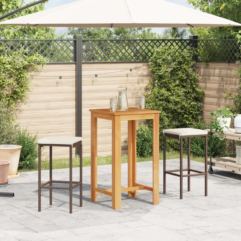 3-delige Tuinbarset massief acaciahout en poly rattan bruin is nu te koop bij PeponiXL, paradijselijk wonen!