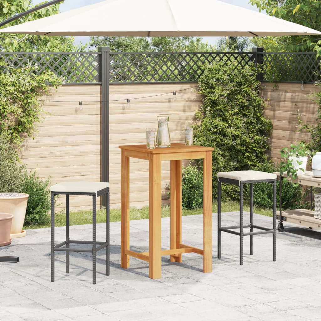 3-delige Tuinbarset massief acaciahout en poly rattan zwart is nu te koop bij PeponiXL, paradijselijk wonen!