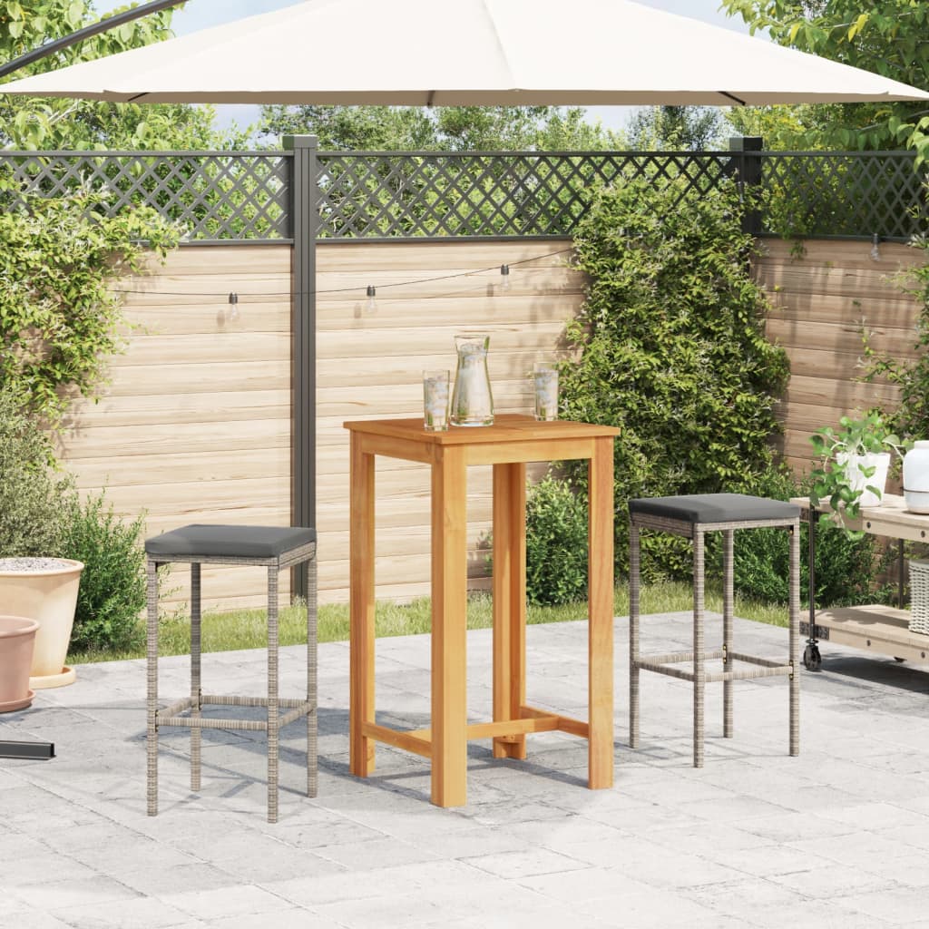 3-delige Tuinbarset massief acaciahout en poly rattan grijs is nu te koop bij PeponiXL, paradijselijk wonen!