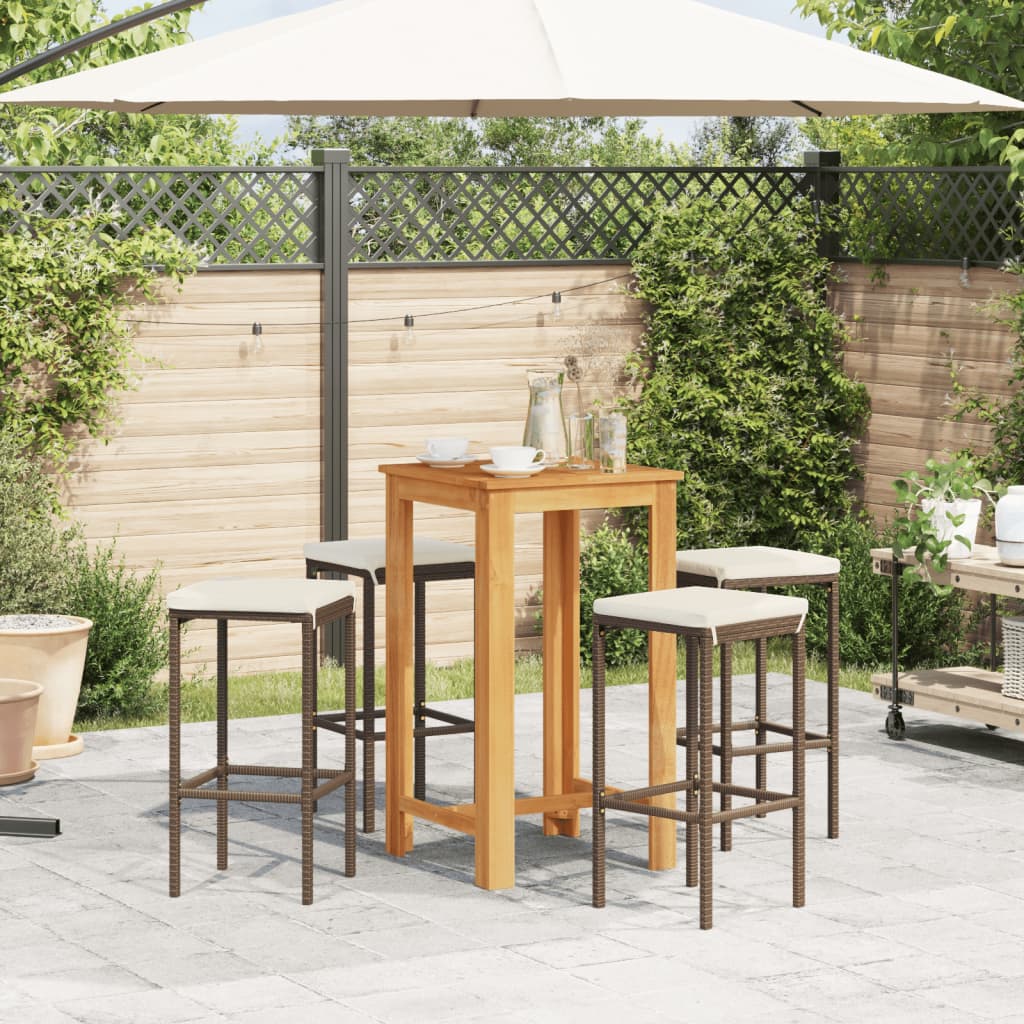 5-delige Tuinbarset massief acaciahout en poly rattan bruin is nu te koop bij PeponiXL, paradijselijk wonen!