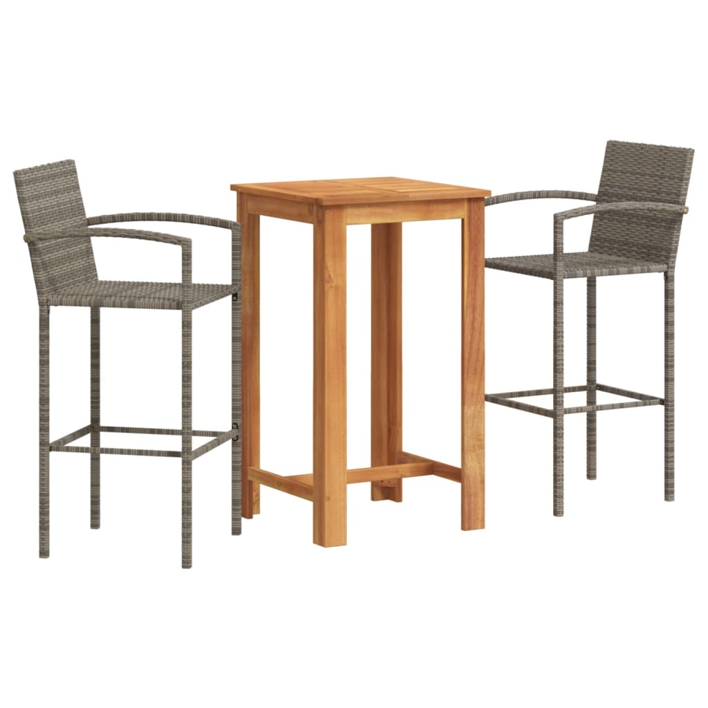 3-delige Tuinbarset massief acaciahout en poly rattan grijs is nu te koop bij PeponiXL, paradijselijk wonen!