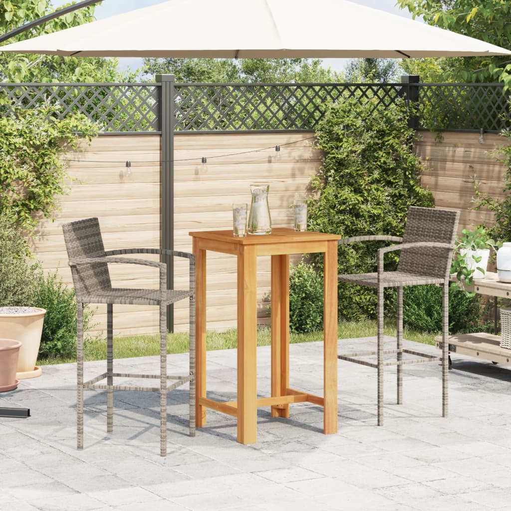 3-delige Tuinbarset massief acaciahout en poly rattan grijs is nu te koop bij PeponiXL, paradijselijk wonen!