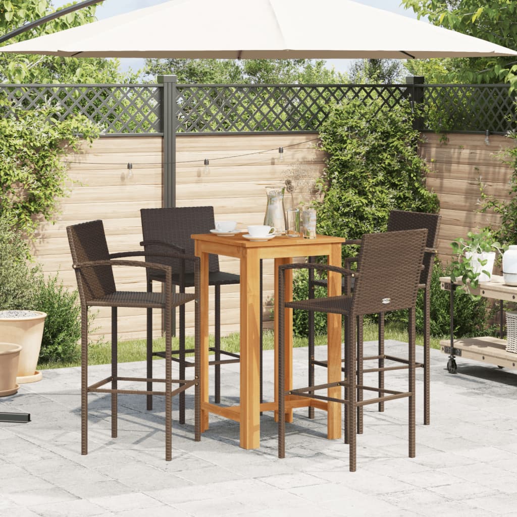 5-delige Tuinbarset massief acaciahout en poly rattan bruin is nu te koop bij PeponiXL, paradijselijk wonen!