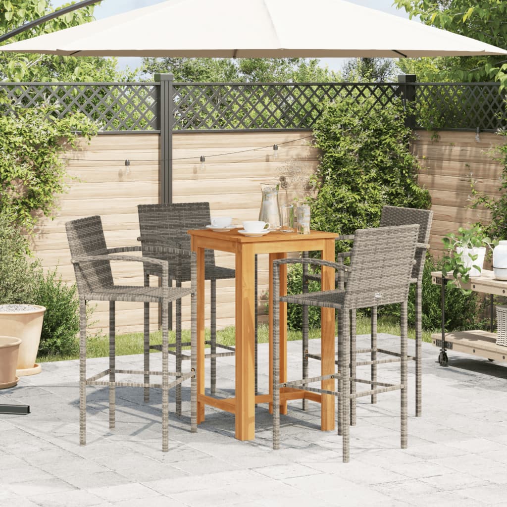 5-delige Tuinbarset massief acaciahout en poly rattan grijs is nu te koop bij PeponiXL, paradijselijk wonen!