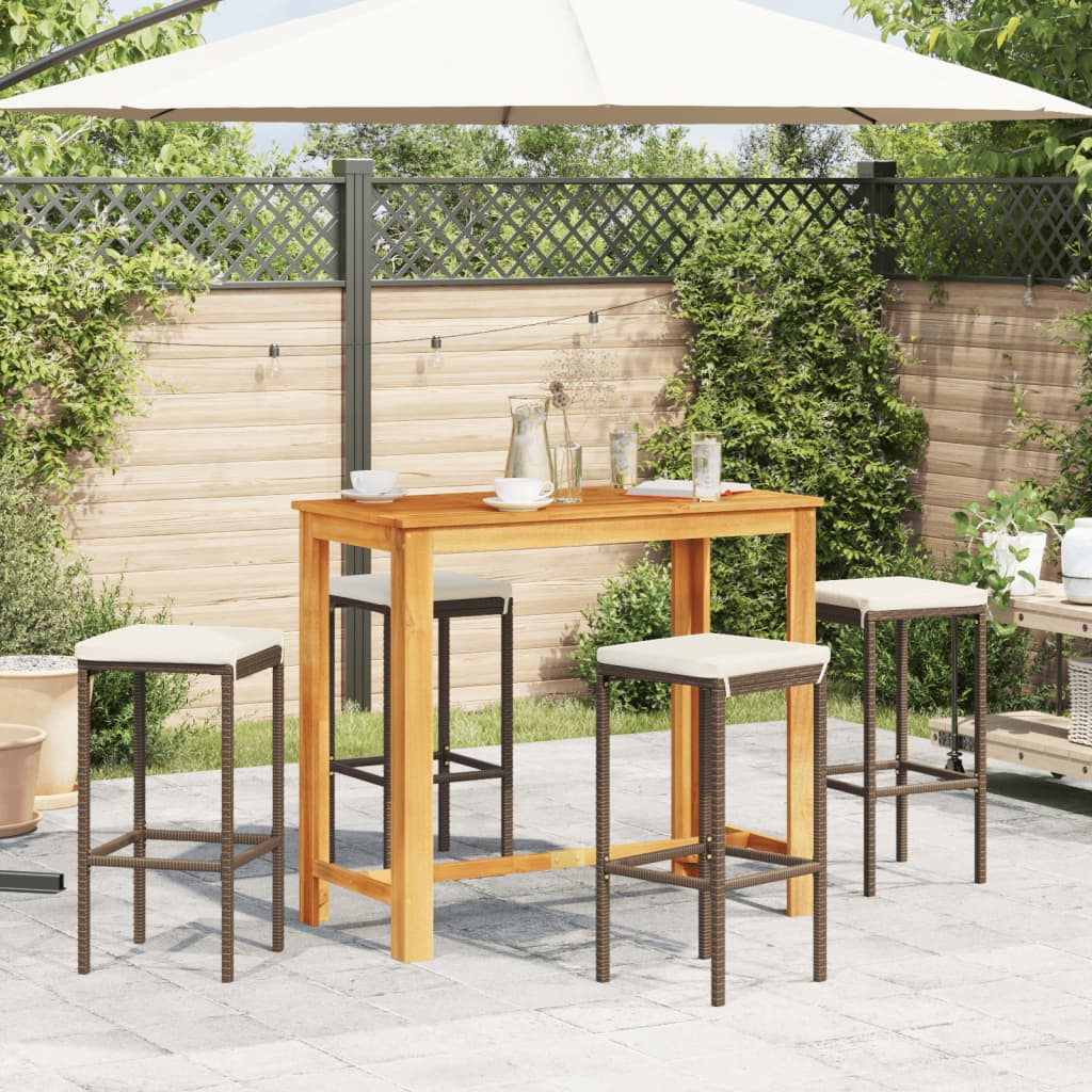 5-delige Tuinbarset massief acaciahout en poly rattan bruin is nu te koop bij PeponiXL, paradijselijk wonen!