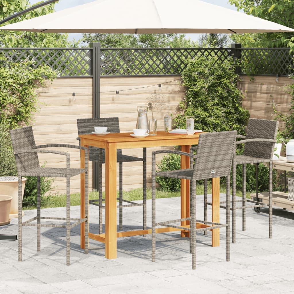 5-delige Tuinbarset massief acaciahout en poly rattan grijs is nu te koop bij PeponiXL, paradijselijk wonen!