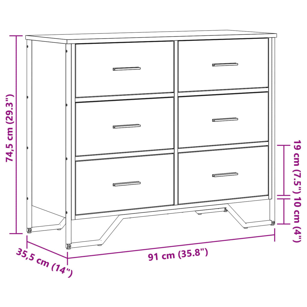 Ladekast 91x35,5x74,5 cm bewerkt hout gerookt eikenkleurig is nu te koop bij PeponiXL, paradijselijk wonen!