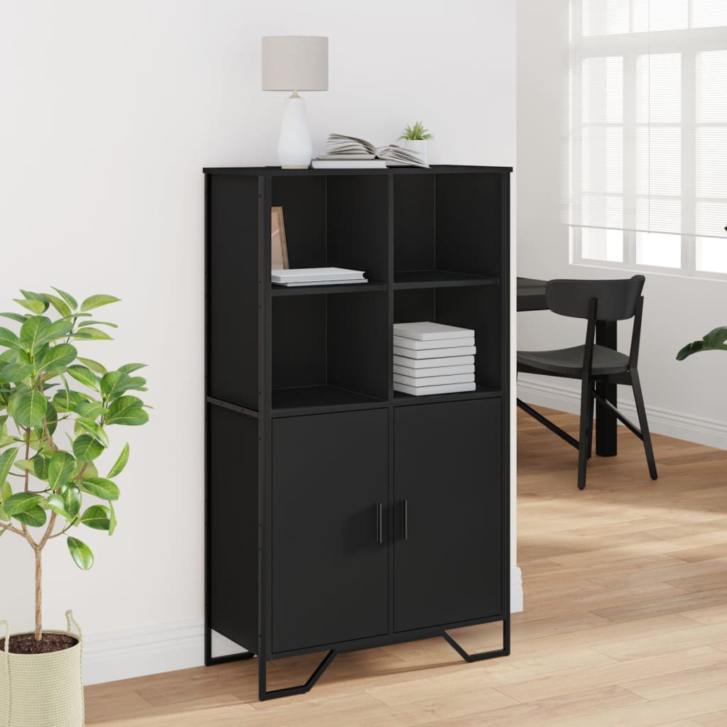 Hoge kast 79,5x35,5x137,5 cm bewerkt hout zwart is nu te koop bij PeponiXL, paradijselijk wonen!
