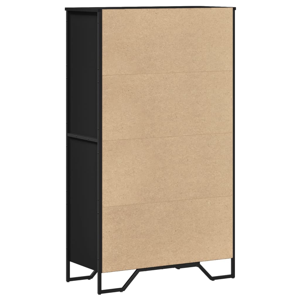 Hoge kast 79,5x35,5x137,5 cm bewerkt hout zwart is nu te koop bij PeponiXL, paradijselijk wonen!