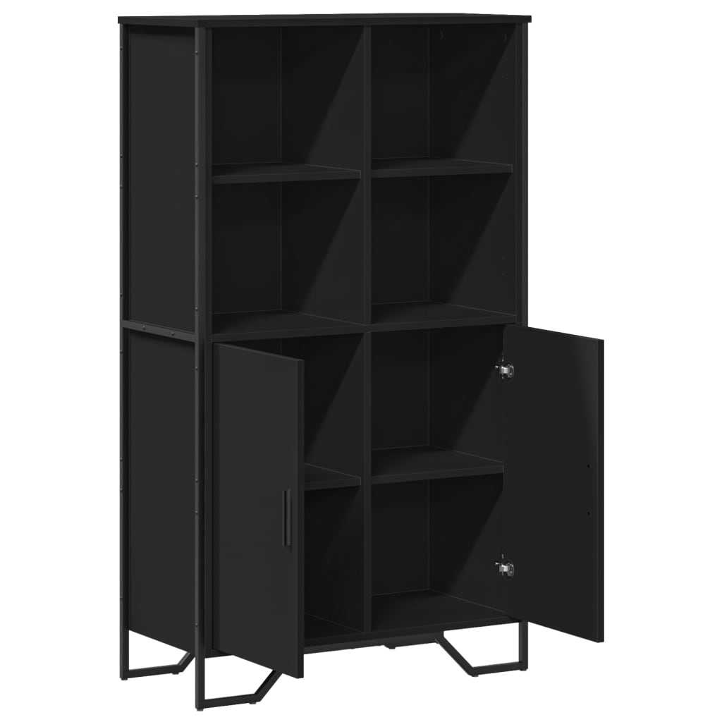 Hoge kast 79,5x35,5x137,5 cm bewerkt hout zwart is nu te koop bij PeponiXL, paradijselijk wonen!