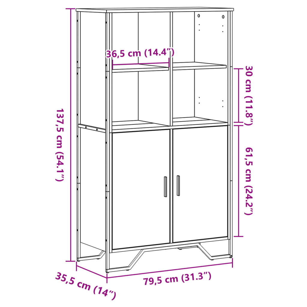 Hoge kast 79,5x35,5x137,5 cm bewerkt hout zwart is nu te koop bij PeponiXL, paradijselijk wonen!
